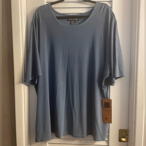 Carole Little Tops - CL Carole Little NWT Ultra Flattering & Comfy Slate Blue Jersey Shirt, 3X, XXXL